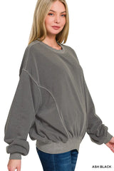 Zenana Soft Fleece Pigment Dye Pullover Trendsi