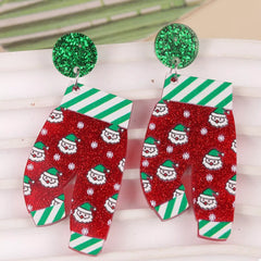 Christmas Holiday Santa Dangle Earrings Red One Size OutfitFlow