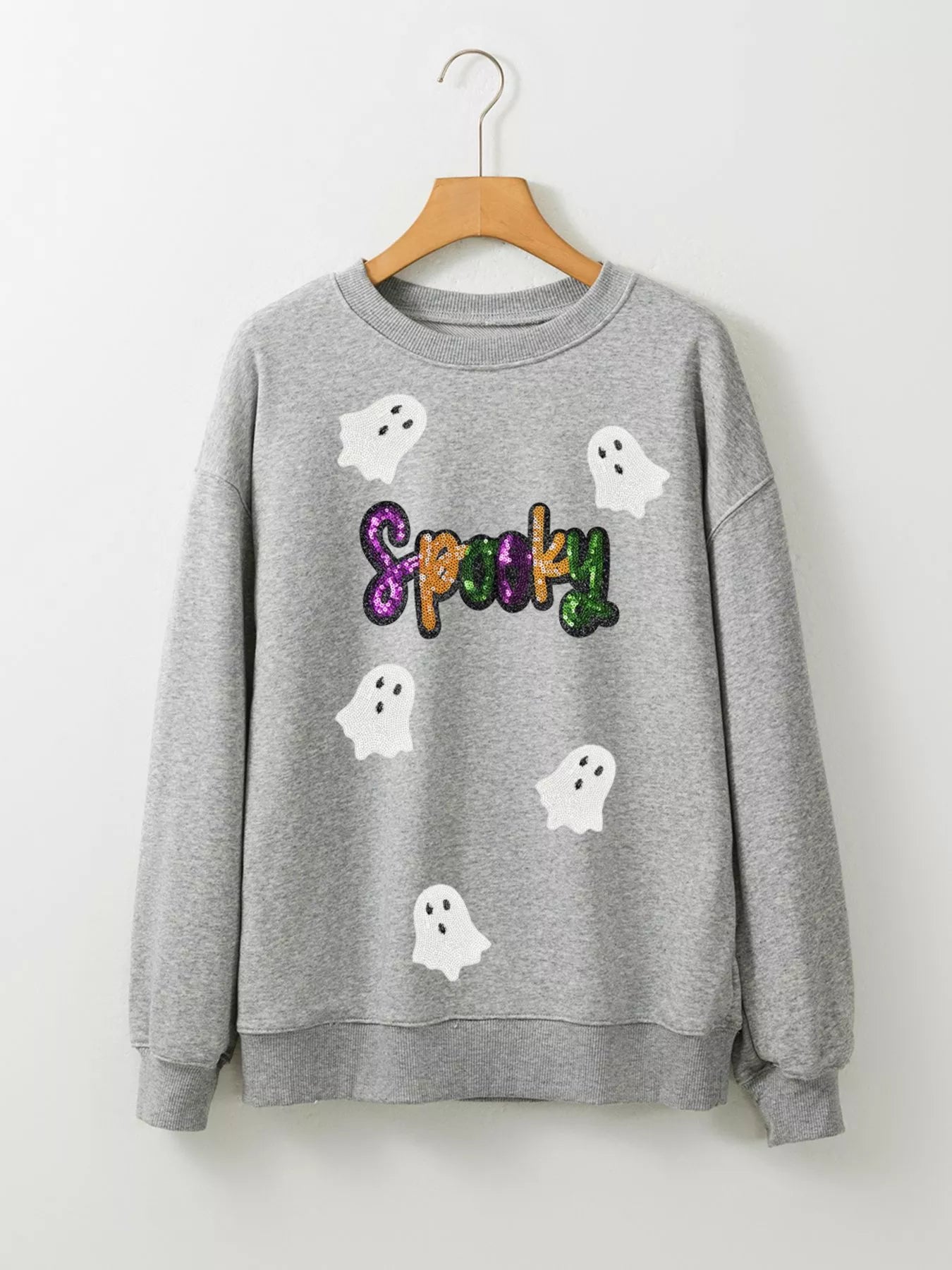 Halloween Spooky Ghost Sequin Sweatshirt OutfitFlow