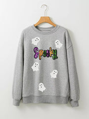 Halloween Spooky Ghost Sequin Sweatshirt OutfitFlow