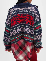 Vintage Button Up Knit Cardigan OutfitFlow