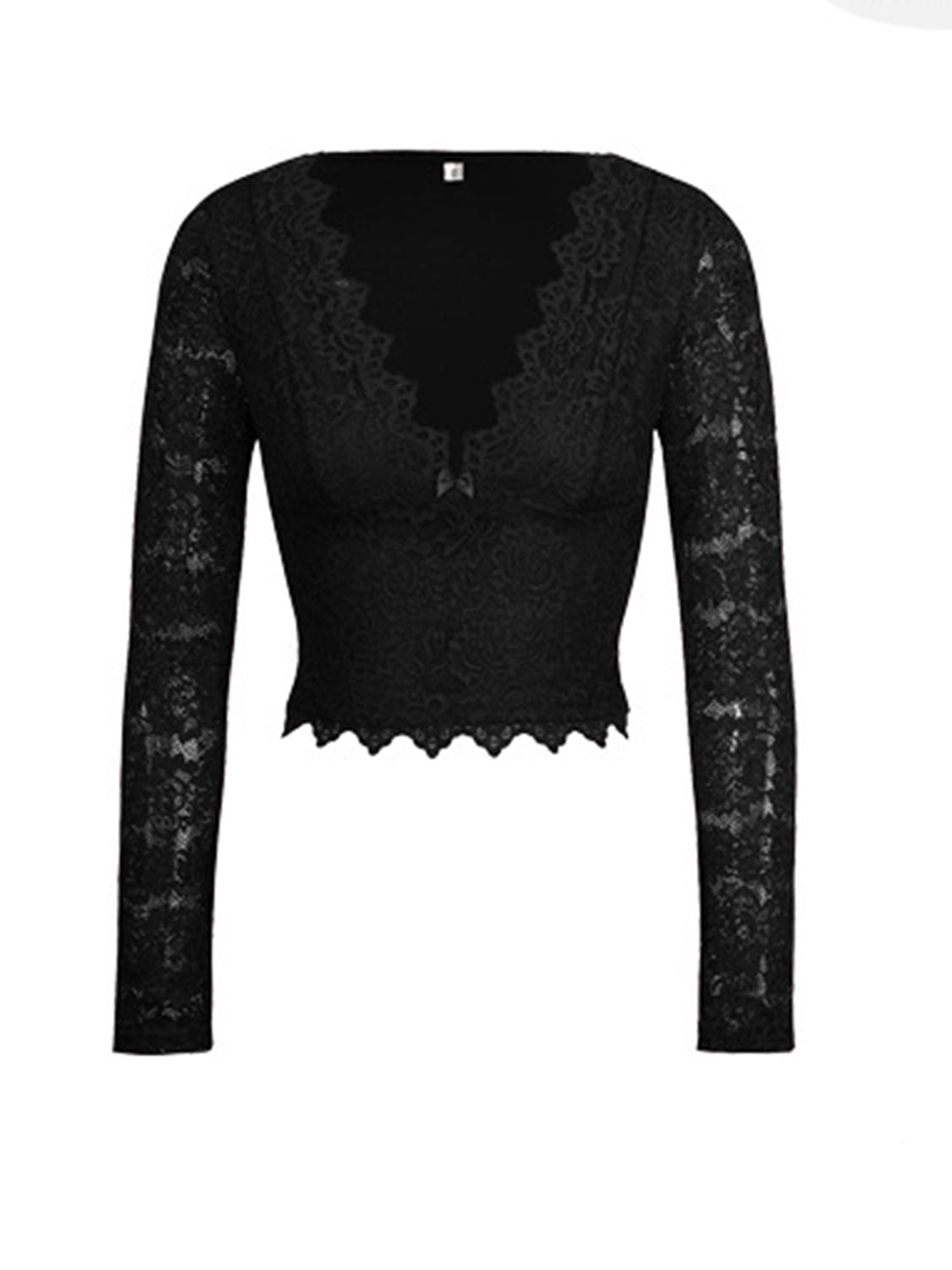 Outfit Flow - Devine V-Neck Long Sleeve Lace Top