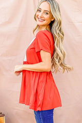 And The Why Lace Detail Short Sleeve Casual Top OutfitFlow