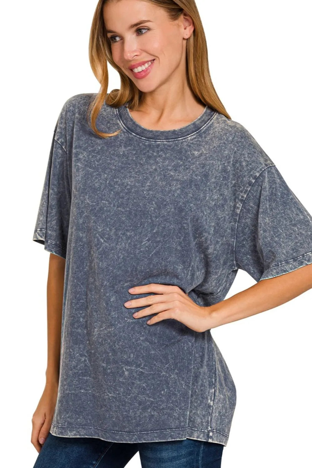 Zenana Washed Short Sleeve Top OutfitFlow