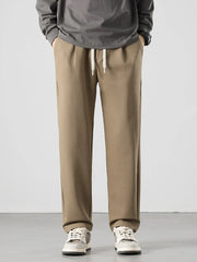 Men's Full Size Drawstring Track Pants with Relaxed Fit Plus Size Khaki OutfitFlow