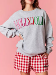 Holly Jolly Crew Neck Christmas Sweatshirt OutfitFlow