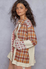 POL Plaid Contrast Button Down Shacket OutfitFlow