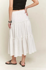 ADORA Rhinestone Accent Tiered Skirt OutfitFlow