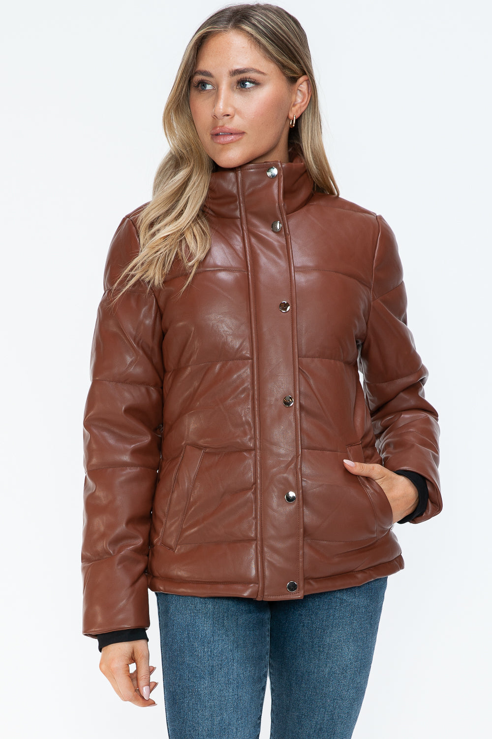 Outfit Flow - YMI Pocketed Zip Up Turtleneck Puffer Jacket