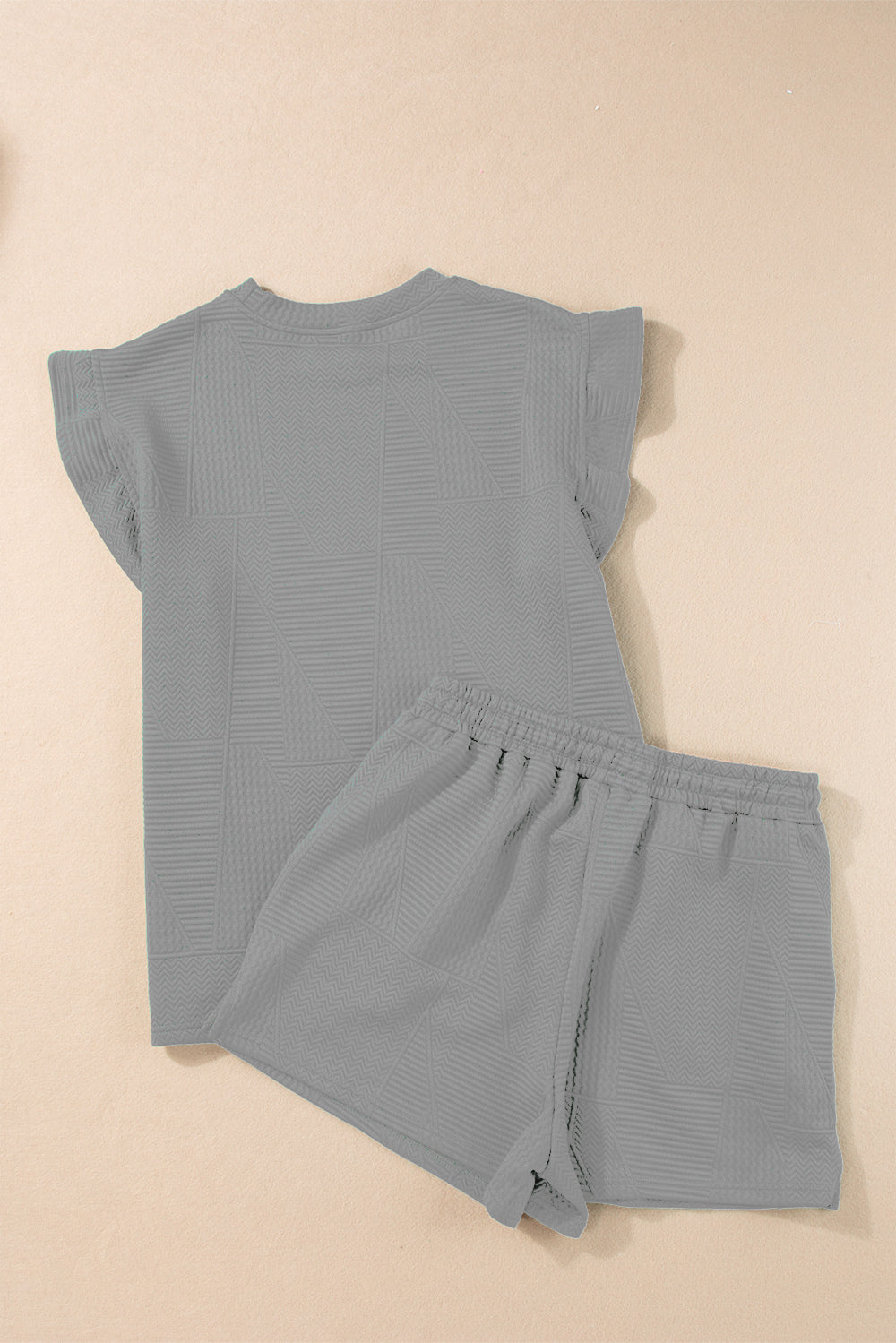 Slit Round Neck Top and Drawstring Shorts Set OutfitFlow
