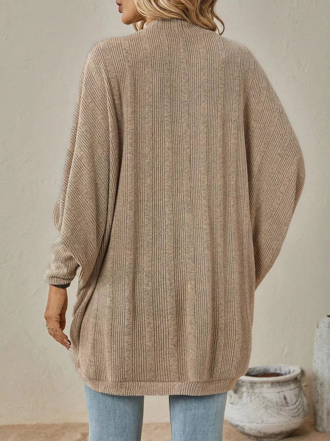 Casual Knit Open Front Cardigan Trendsi