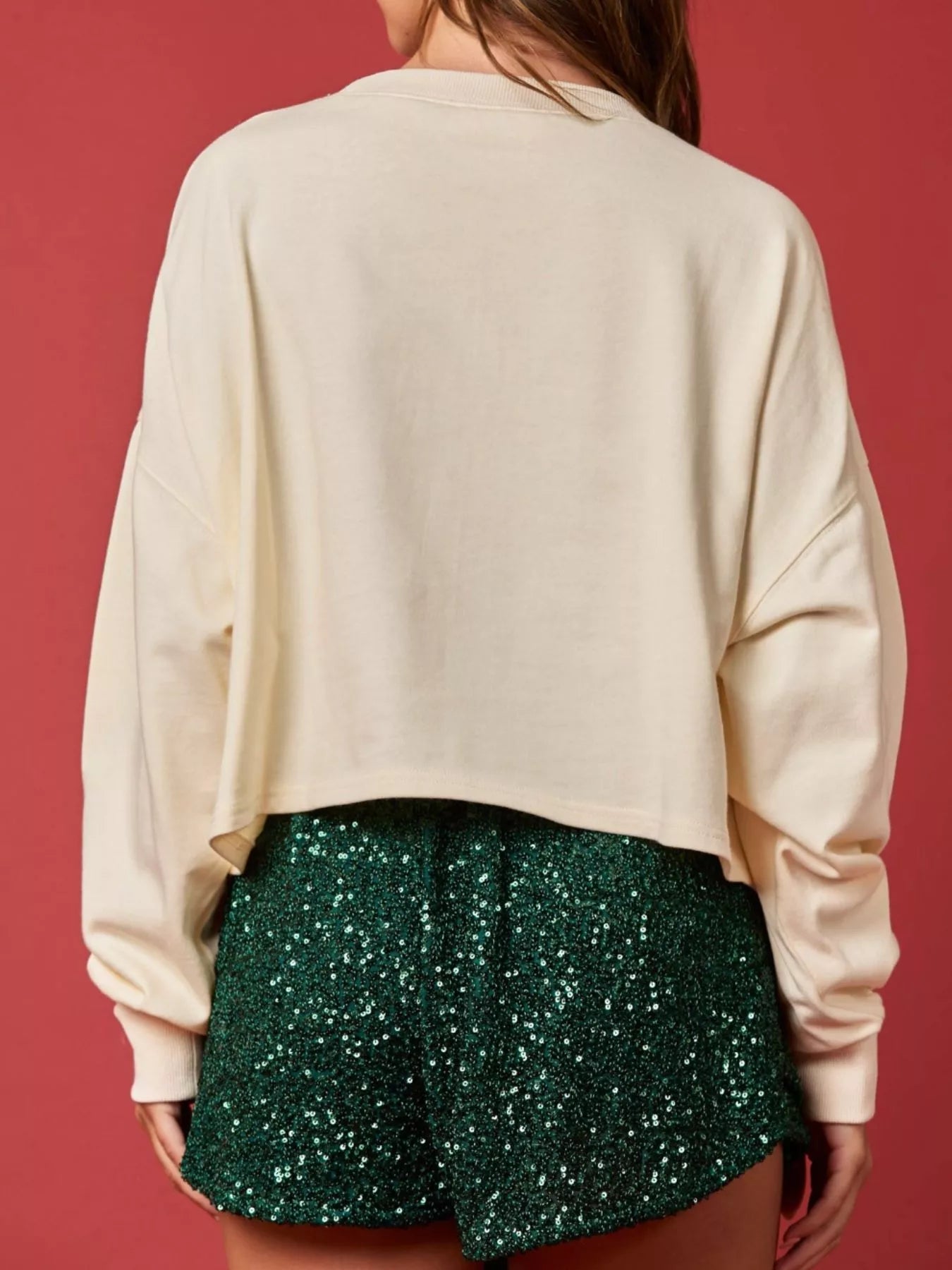 Christmas Holiday Lights Sequin Embellished Sweatshirt OutfitFlow