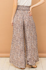 Outfit Flow - And The Why Printed Smocked Waist Slit Wide Leg Pants