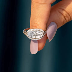 Flower Epoxy Gum Oil Inlaid Zircon Ring OutfitFlow