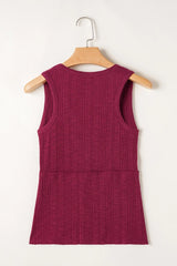 Ribbed Textured Exposed Stitching Knit Tank Top OutfitFlow