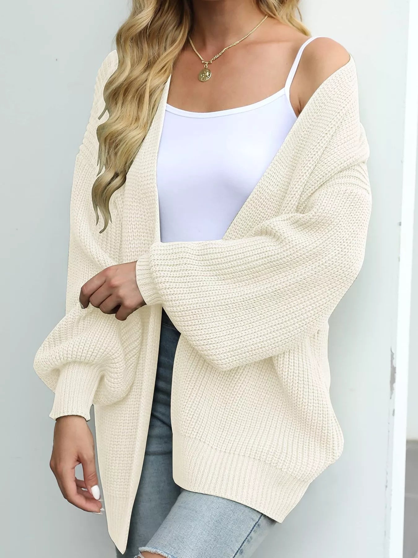 Oversized Chunky Knit Open Front Cardigan OutfitFlow