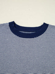 Stripe Dolman Oversize Tunic Sweater Trendsi