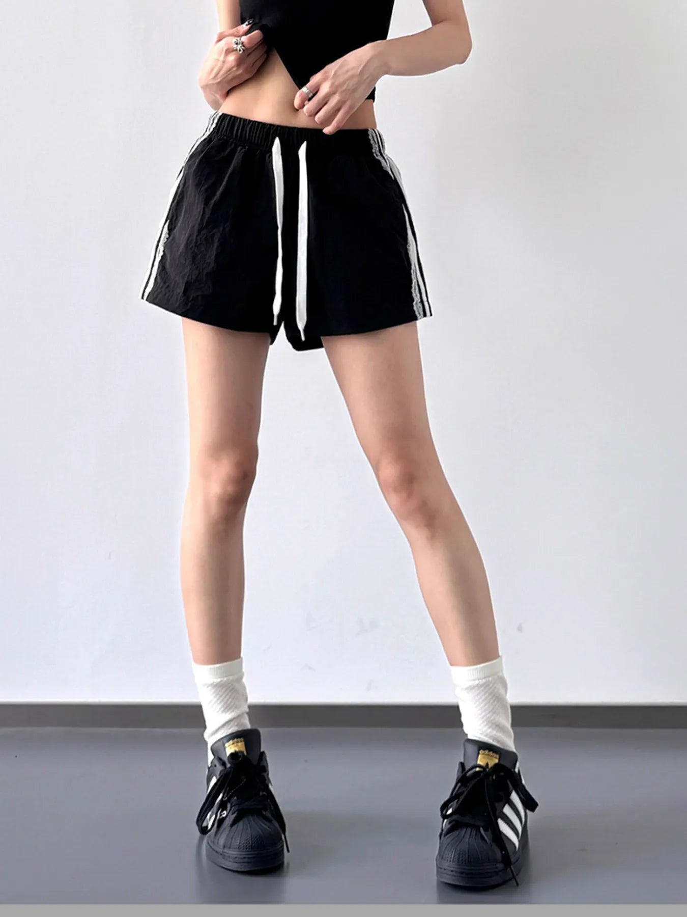 Side Stripe Drawstring Shorts OutfitFlow