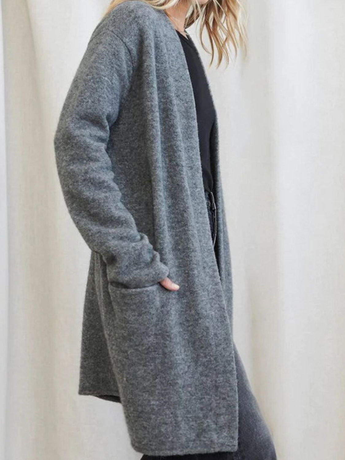 Outfit Flow - Open Front Long Sleeve Cardigan with Pockets