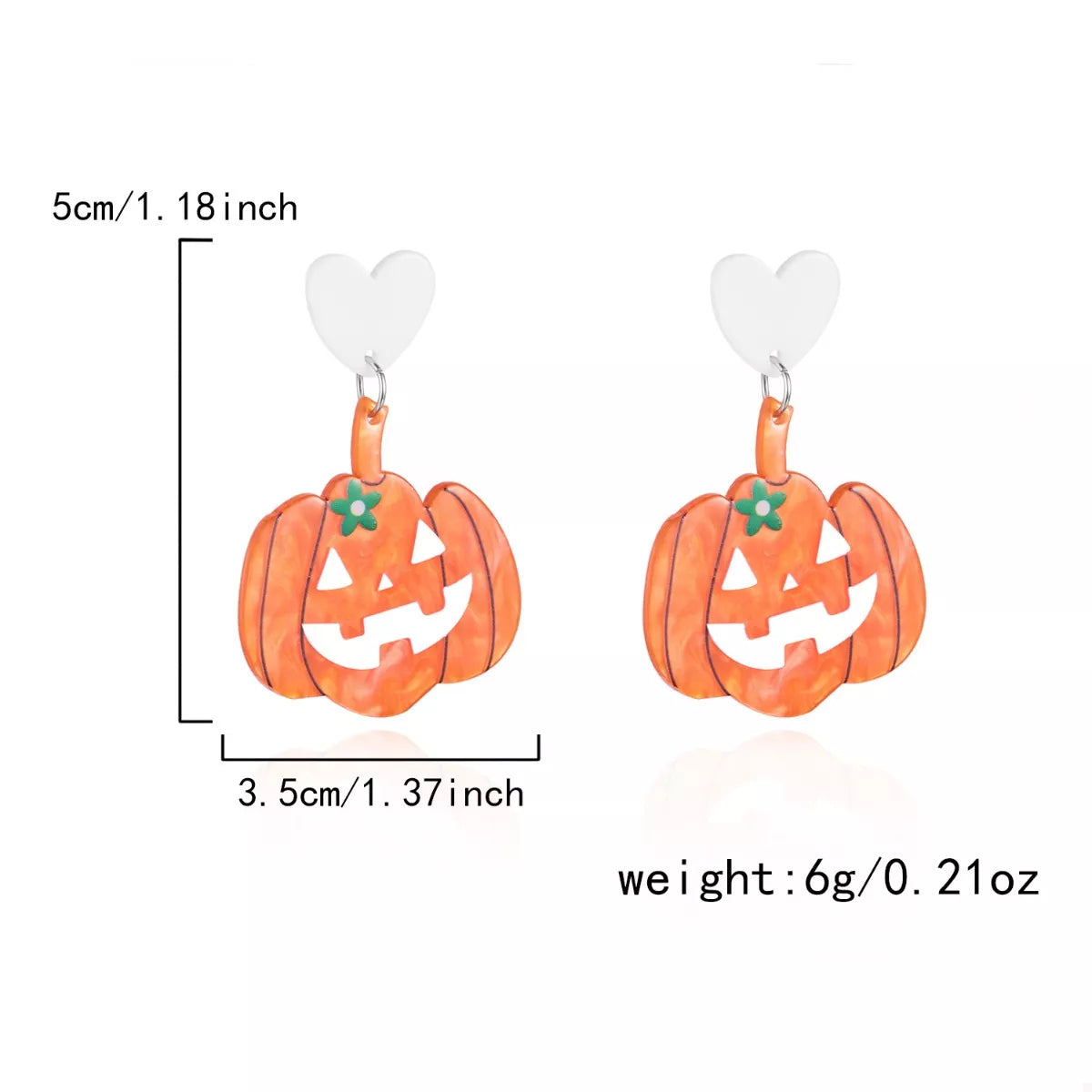 Halloween Pumpkin Heart Drop Earrings OutfitFlow