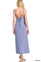 Zenana French Terry Twisted Strap Midi Dress OutfitFlow