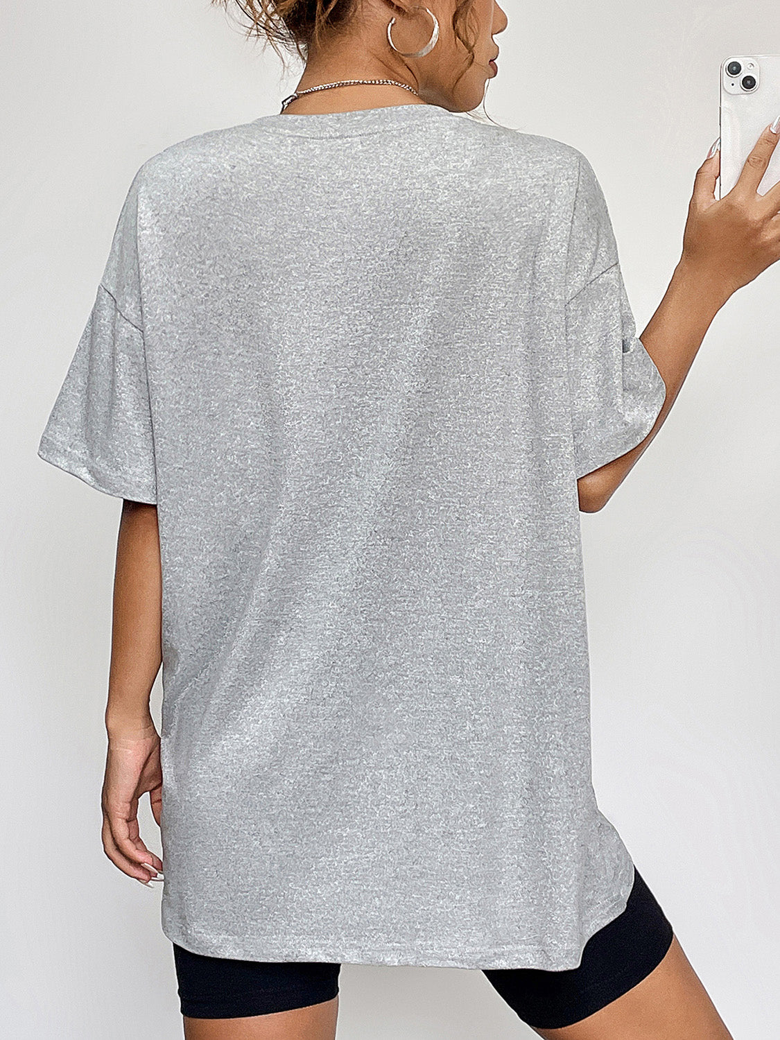 Round Neck Short Sleeve Ghost Graphic T-Shirt OutfitFlow