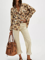 Printed Button-Up Long Sleeve Shirt OutfitFlow
