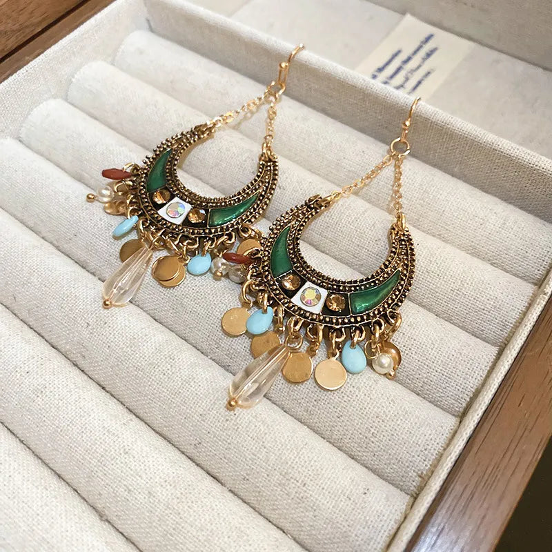 Rhinestone Resin Alloy Dangle Earrings OutfitFlow