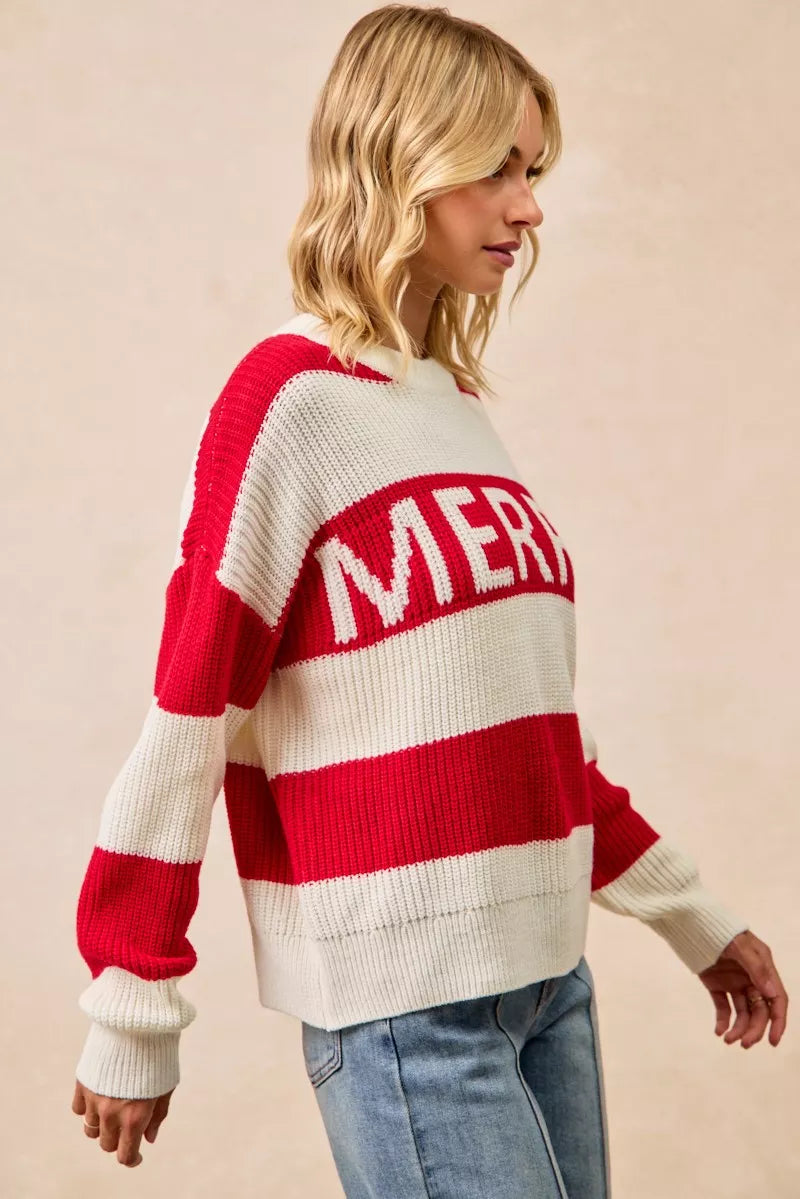 BiBi Christmas Merry Lettering Sweater OutfitFlow