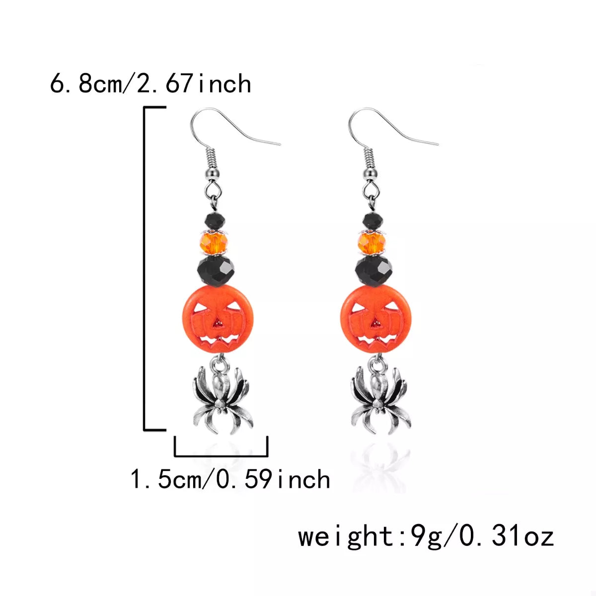 Halloween Spider Pumpkin Drop Earrings OutfitFlow
