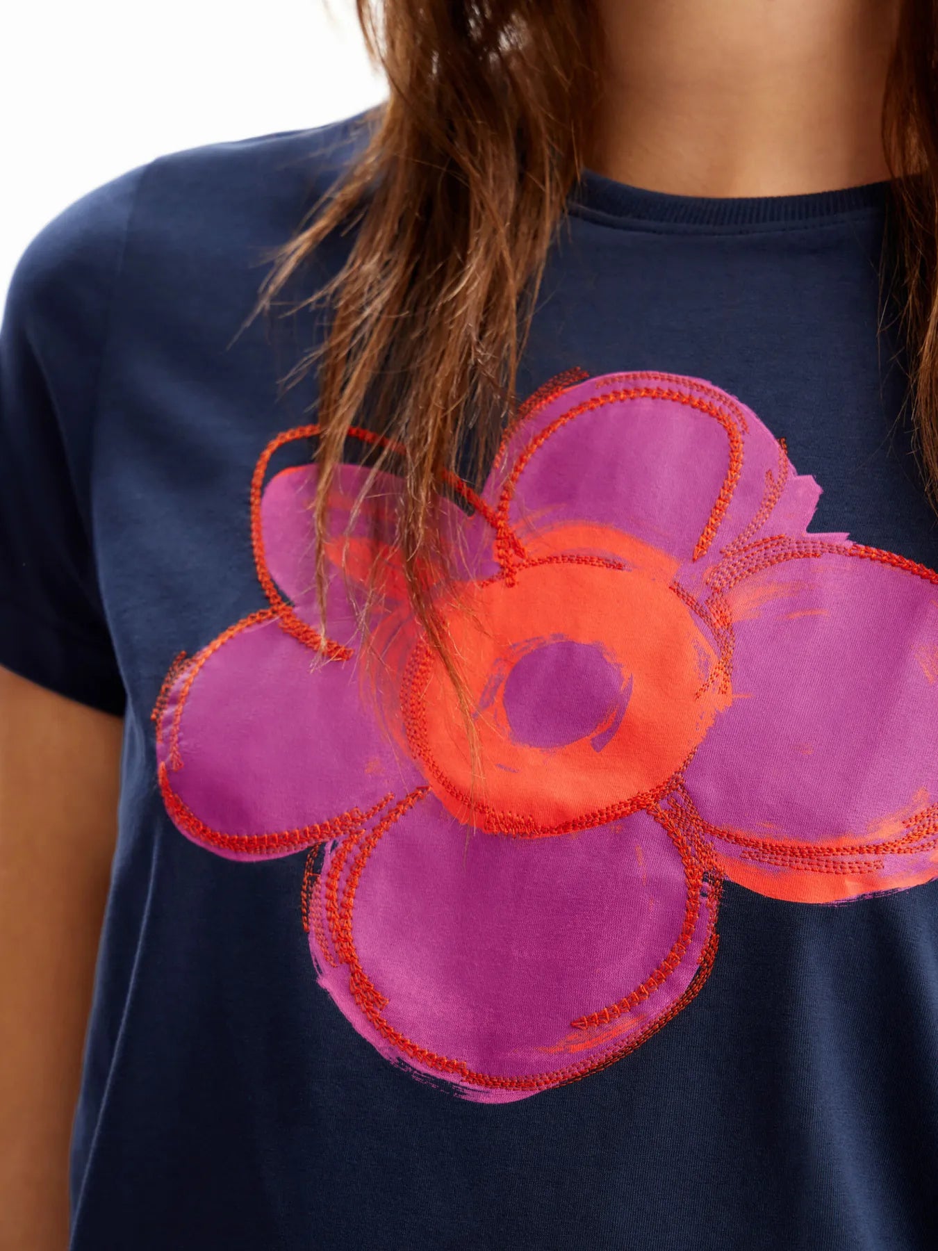 Flower Graphic Round Neck T-Shirt OutfitFlow