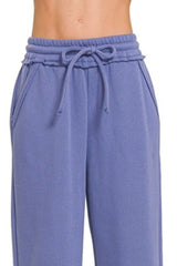 Zenana Fleece Exposed Seam Wide Leg Sweatpants OutfitFlow