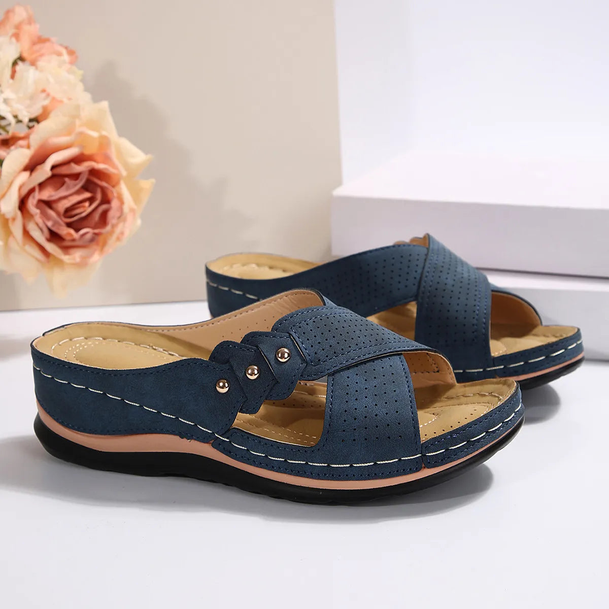 Crisscross Open Toe Wedge Sandals OutfitFlow