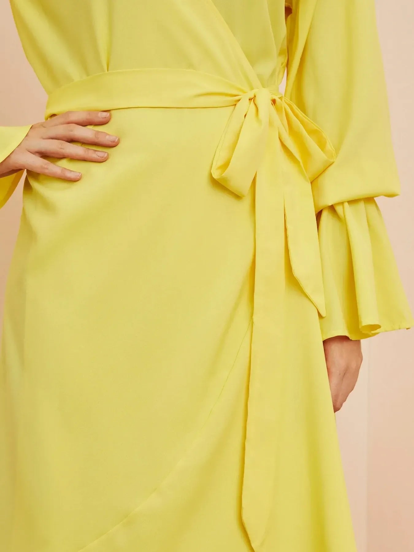Ruffled Wrap Maxi Dress with Bell Sleeves OutfitFlow