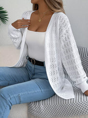 Open-Front Crochet Knit Cardigan OutfitFlow