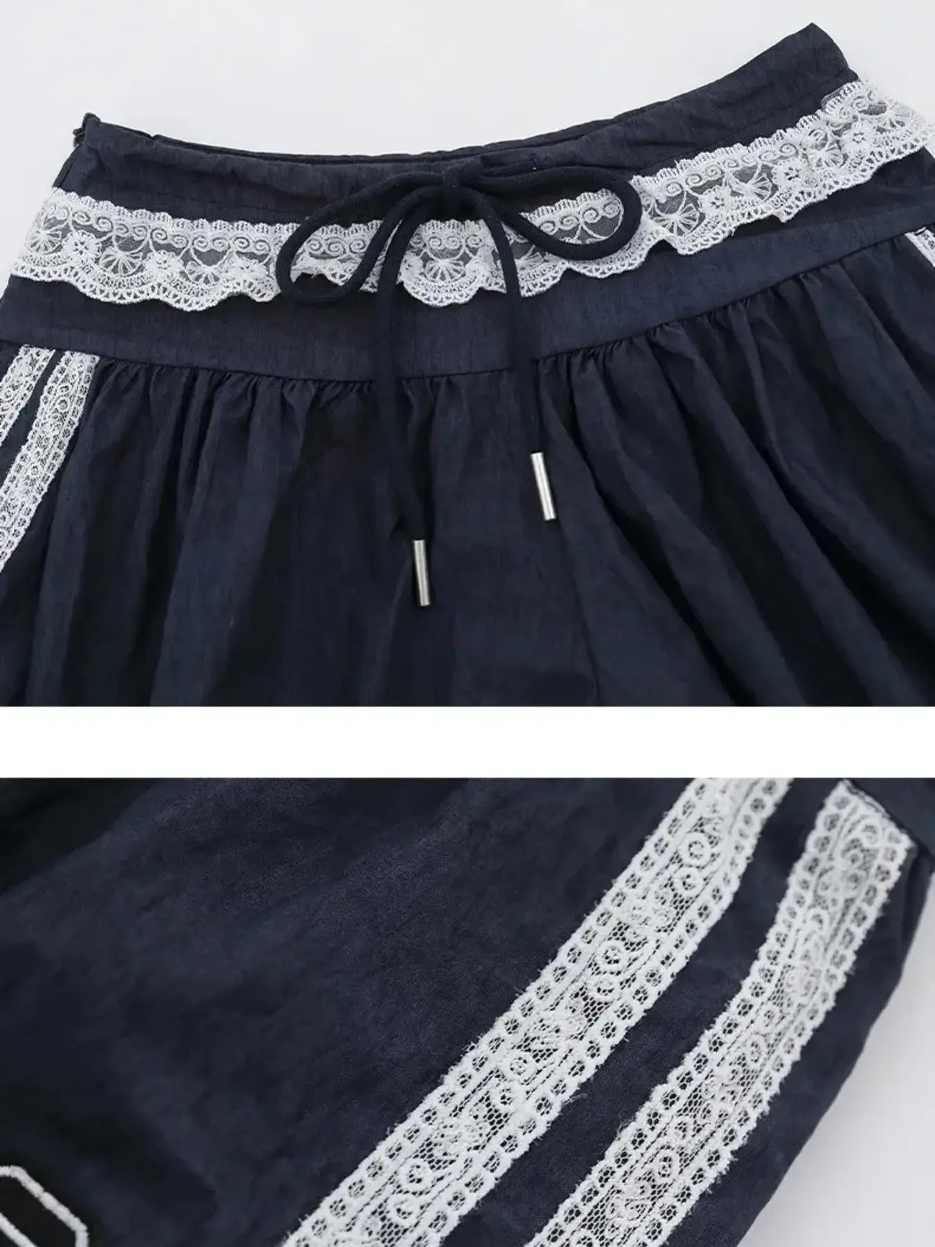 Lace Trim Shorts with Drawstring OutfitFlow