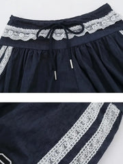 Lace Trim Shorts with Drawstring OutfitFlow