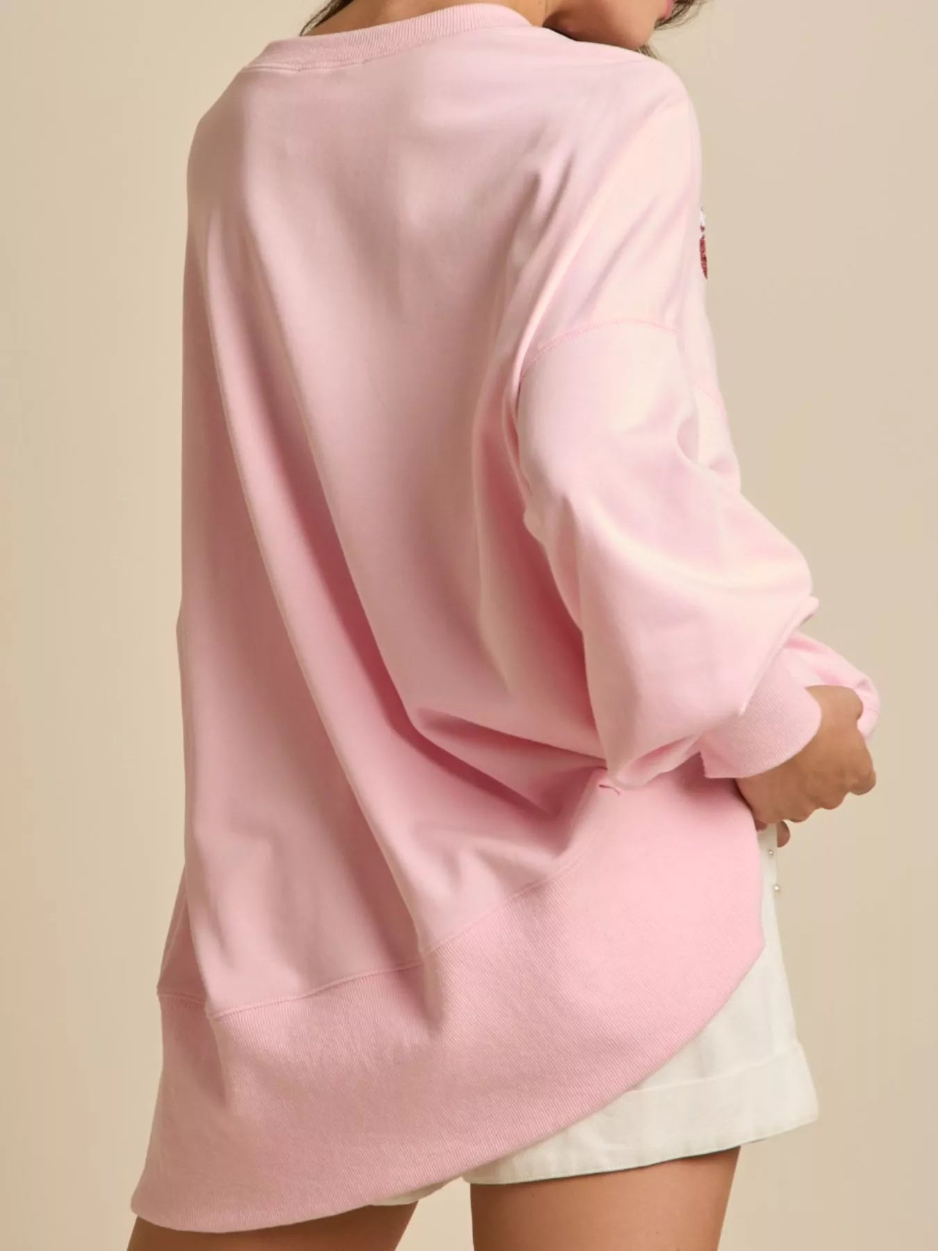 Lips Round Neck Dropped Shoulder Sweatshirt OutfitFlow