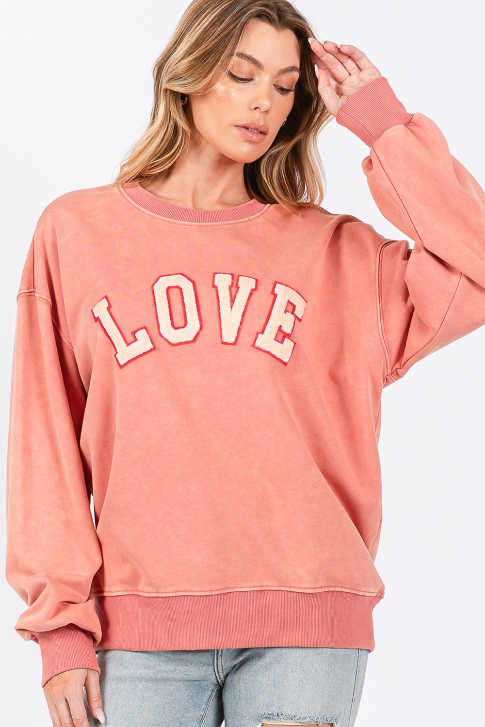 Outfit Flow - SAGE + FIG LOVE Path Applique Drop Shoulder Sweatshirt