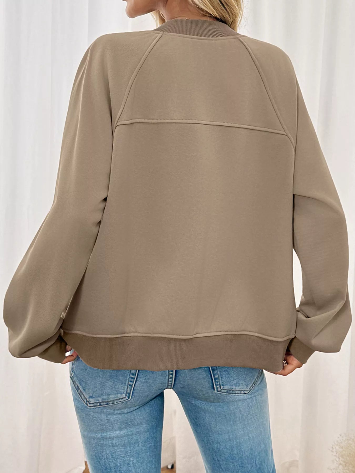 Zip Up Raglan Sleeve Jacket Trendsi