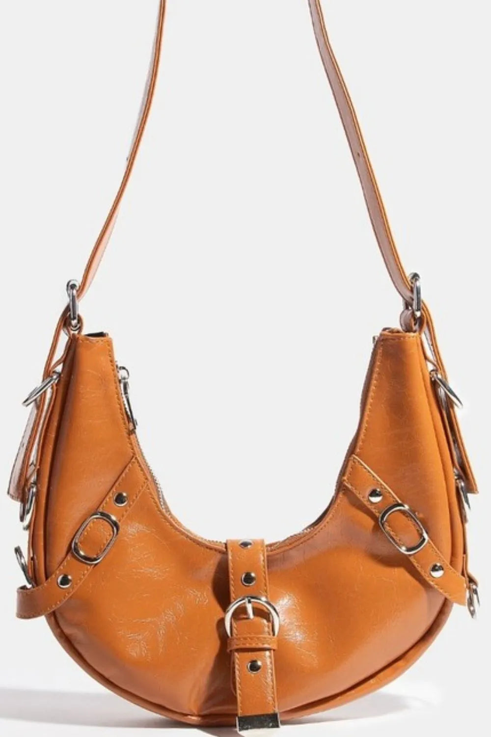 Fame Multi Belt Strap Accent Shoulder Bag OutfitFlow