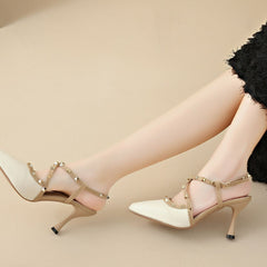 Point Toe Stiletto Pumps Beige OutfitFlow