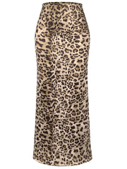 Honey Slit Leopard Midi Skirt