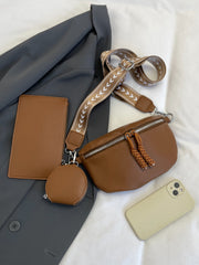 Outfit Flow - PU Leather Adjustable Strap Crossbody Bag with Coin Purse