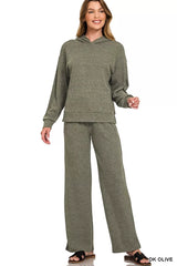 Zenana Ribbed Long Sleeve Hoodie OutfitFlow