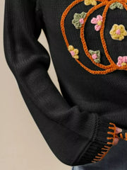 SO ME Pumpkin Floral Embroidered Thanksgiving Sweater OutfitFlow