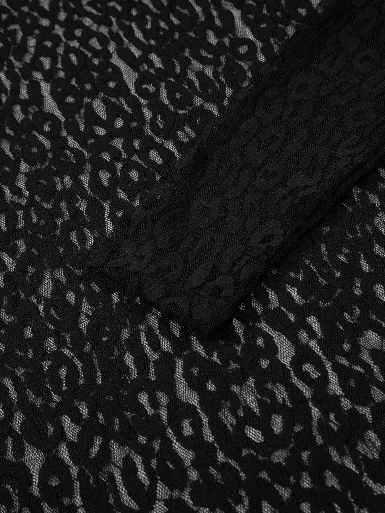 Leopard Pattern Sheer Mesh Long Sleeve Top OutfitFlow