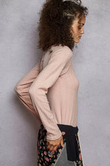 POL Square Neck Cropped Knit Top with Curved Hem OutfitFlow