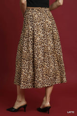 Umgee Drawstring Leopard Midi Skirt OutfitFlow