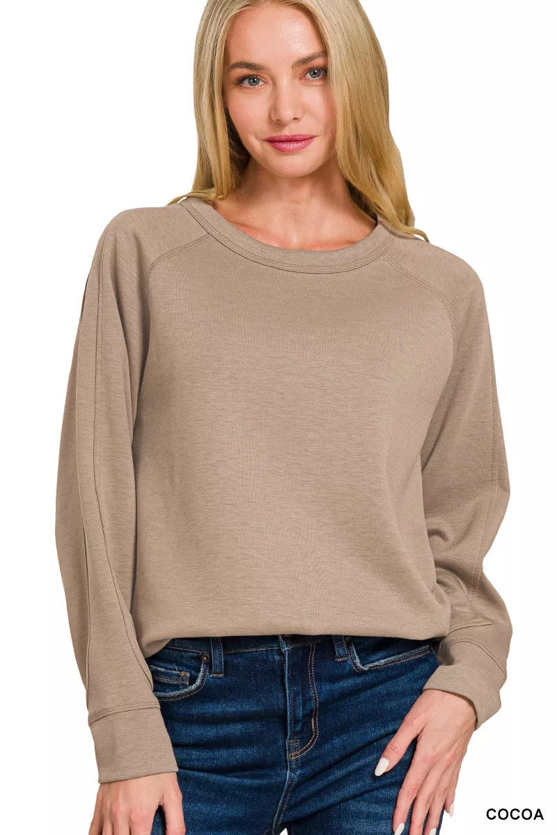 Zenana Scuba Round Neck Sweatshirt OutfitFlow